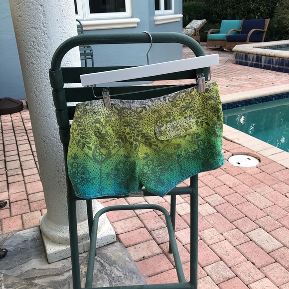 Yellow and Green Floral Shorts. Size 7 - Picture 2 of 4